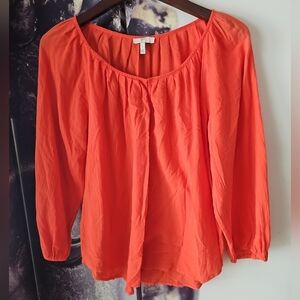 JOIE Women's Orange Cotton‎ Round Neck Popover Long Sleeve Size S